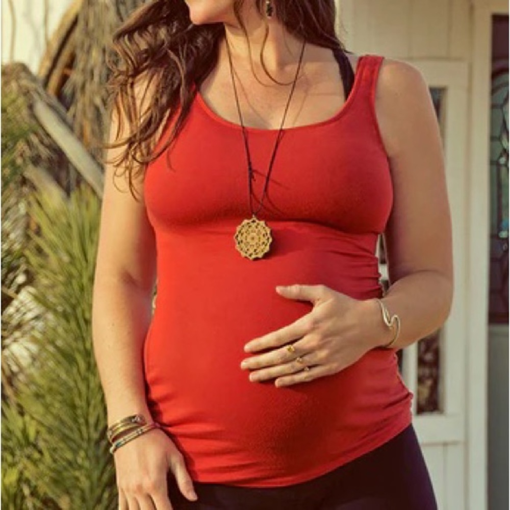 MAJAMAS Maternity Tank Top Cami with Nursing Access - Blood Orange Red